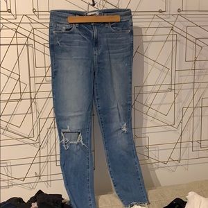 Paige distressed skinny jeans